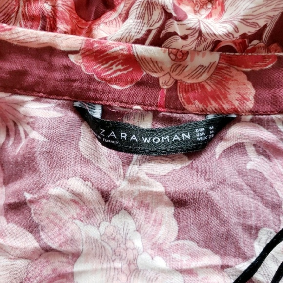 1 Zara floral print button down tie around wrap top - Picture 4 of 7